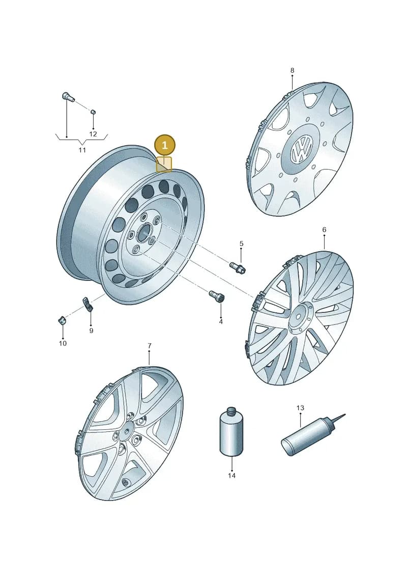 8P060102703C — Volkswagen Golf estate (2009-2013) diagram 684601100, position 1