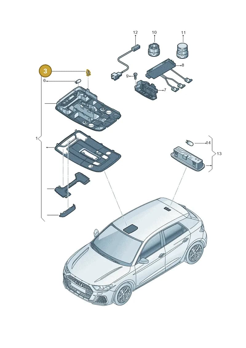 8Z0867276B — Audi A1 Sportback (2018-2025) diagram 592947000, position 3