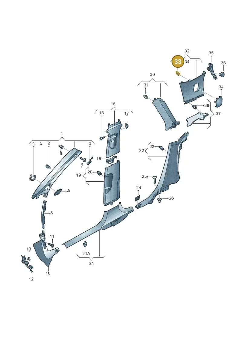 8Z0867276B — Audi A3 Sportback (2016-2020) diagram 890867750, position 33
