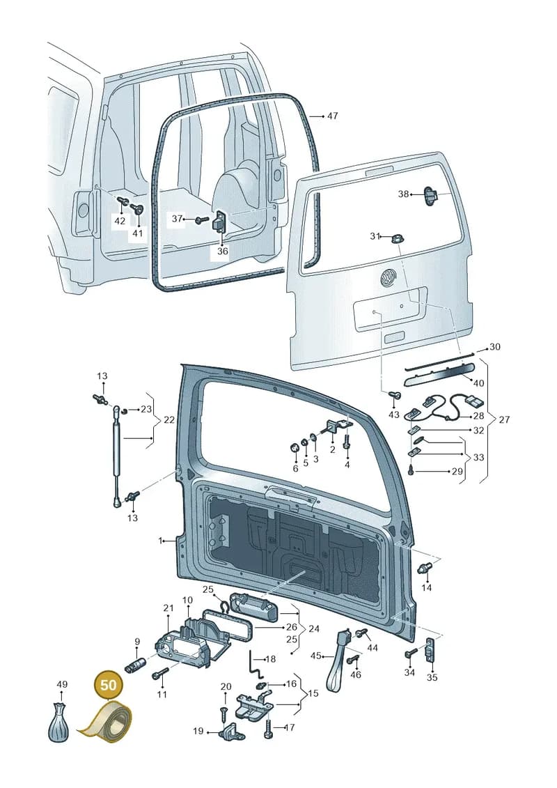 D438P11M3 — Volkswagen Caddy Maxi Kombi (2010-2015) diagram 690827300, position 50