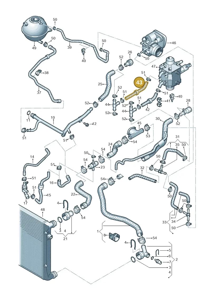 JNV122101A — Volkswagen Golf (2011-2013) diagram 729121200, position 43