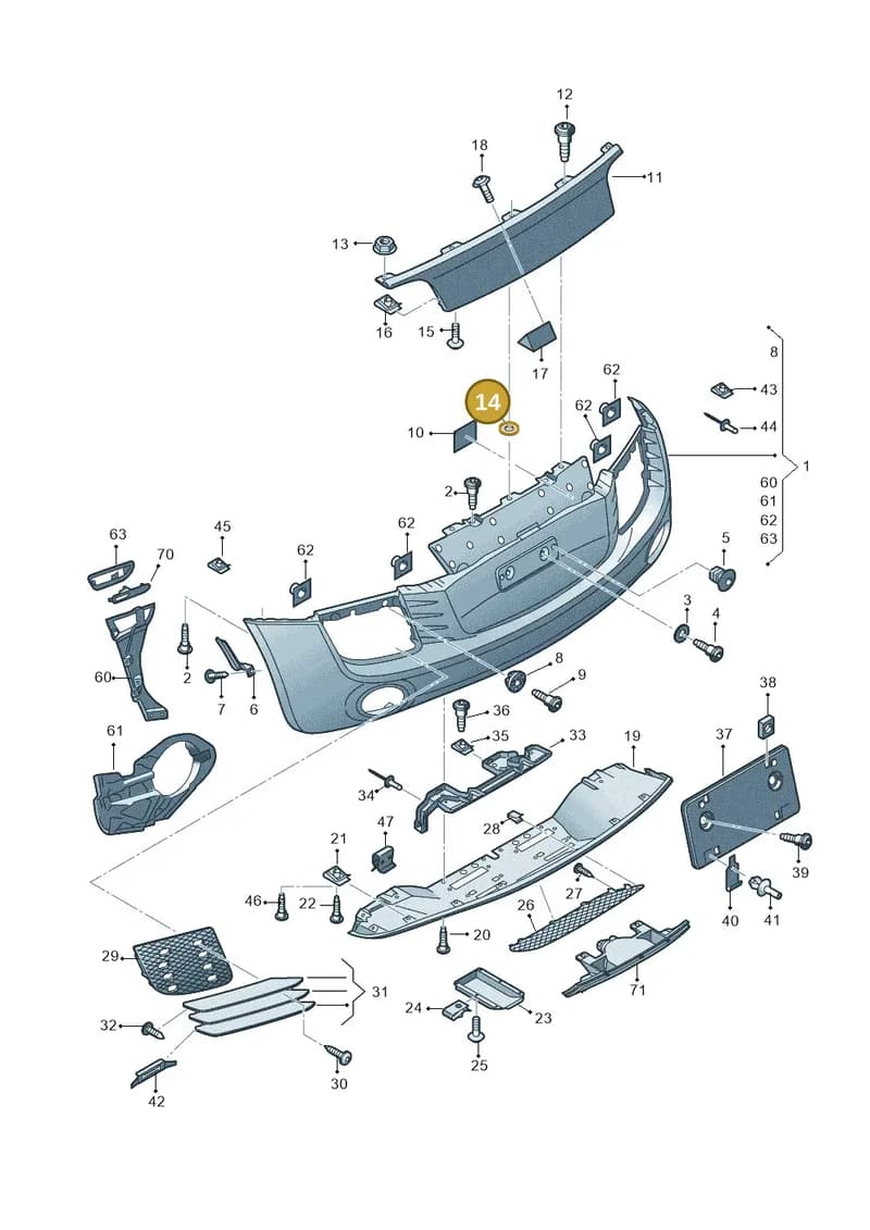 N01153117 — Audi R8 qu. 5.2 (2012-2015) diagram 752807600, position 14