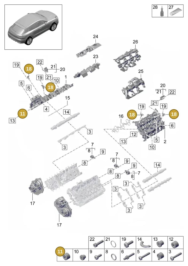 N01508213 — Porsche Macan (2018-2022) diagram p52000072, position 11+18