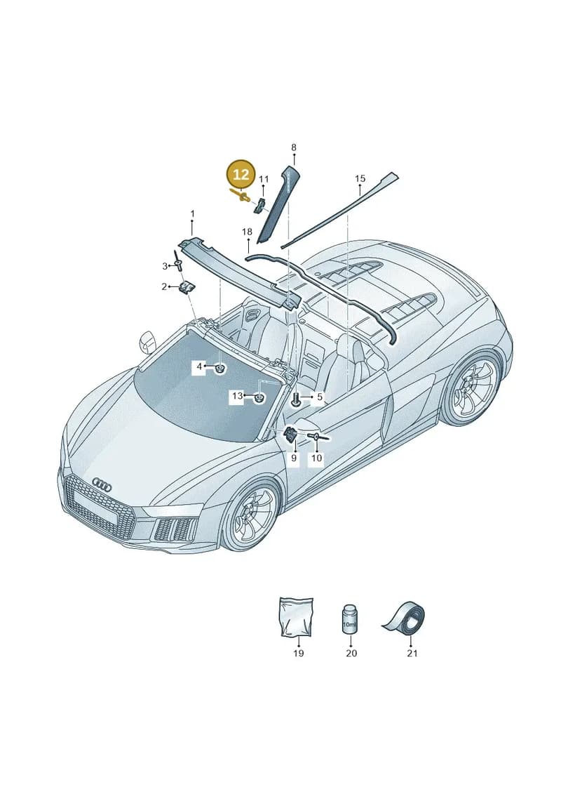 N0162172 — Audi R8 Spyder (2015-2024) diagram 872853100, position 12