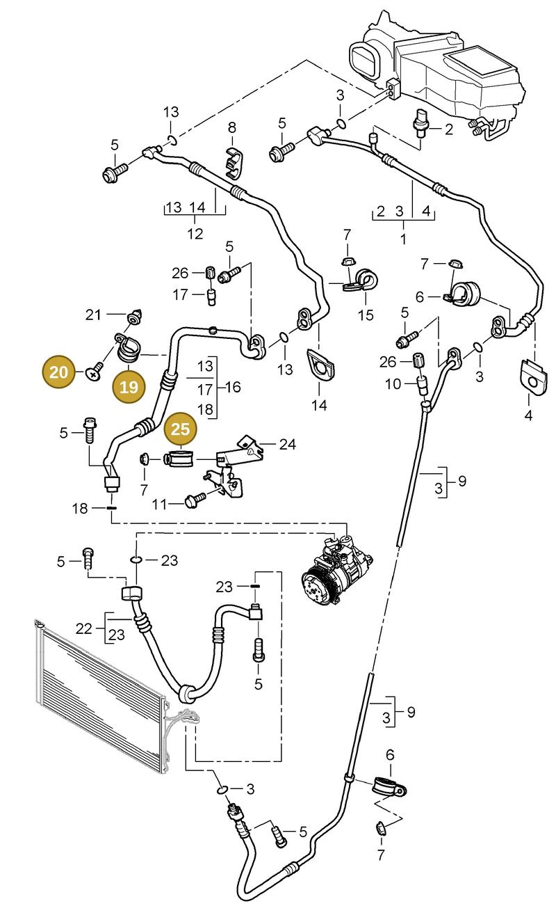 N0206473 — Porsche Cayenne (2002-2006) diagram p24813060, position 19+20+25