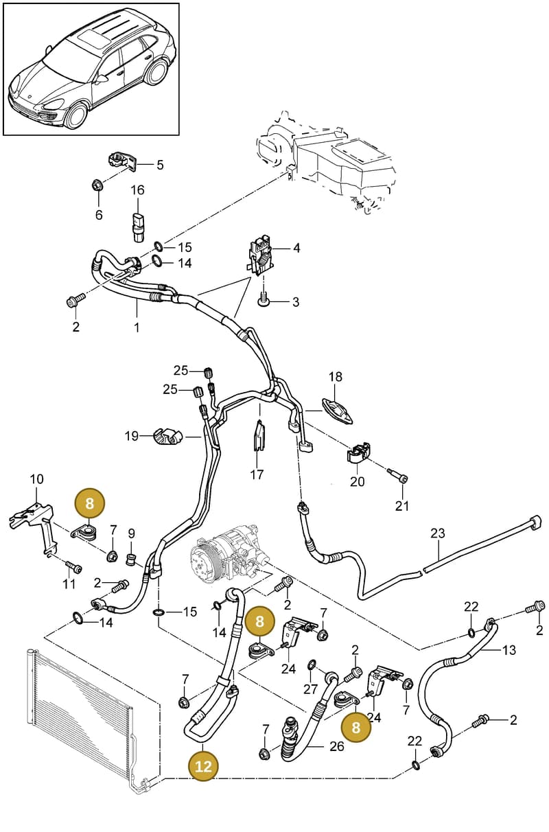 N0206473 — Porsche Cayenne (2010-2018) diagram p37813060, position 8+12
