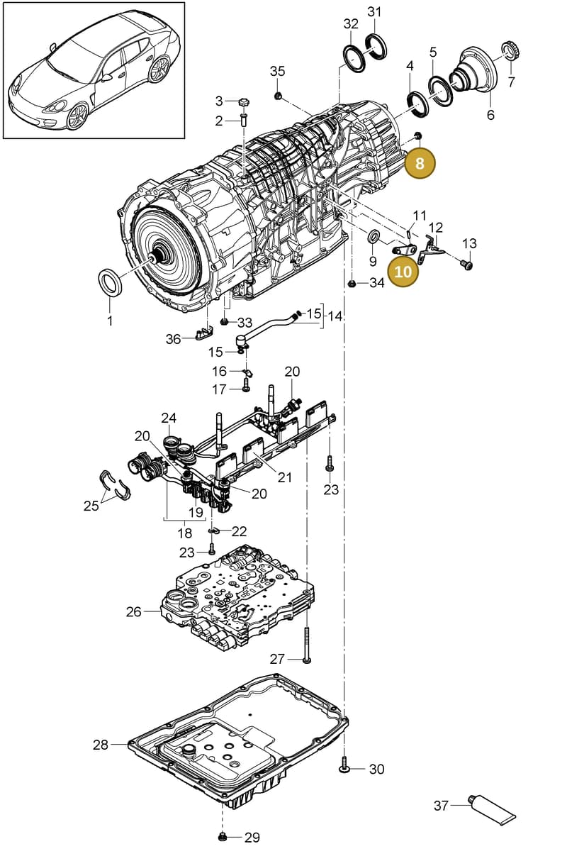 N10082911 — Porsche Panamera (2009-2016) diagram p35320010, position 8+10