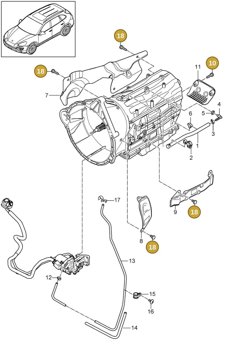 N10082911 — Porsche Cayenne (2010-2018) diagram p37320010, position 10+18