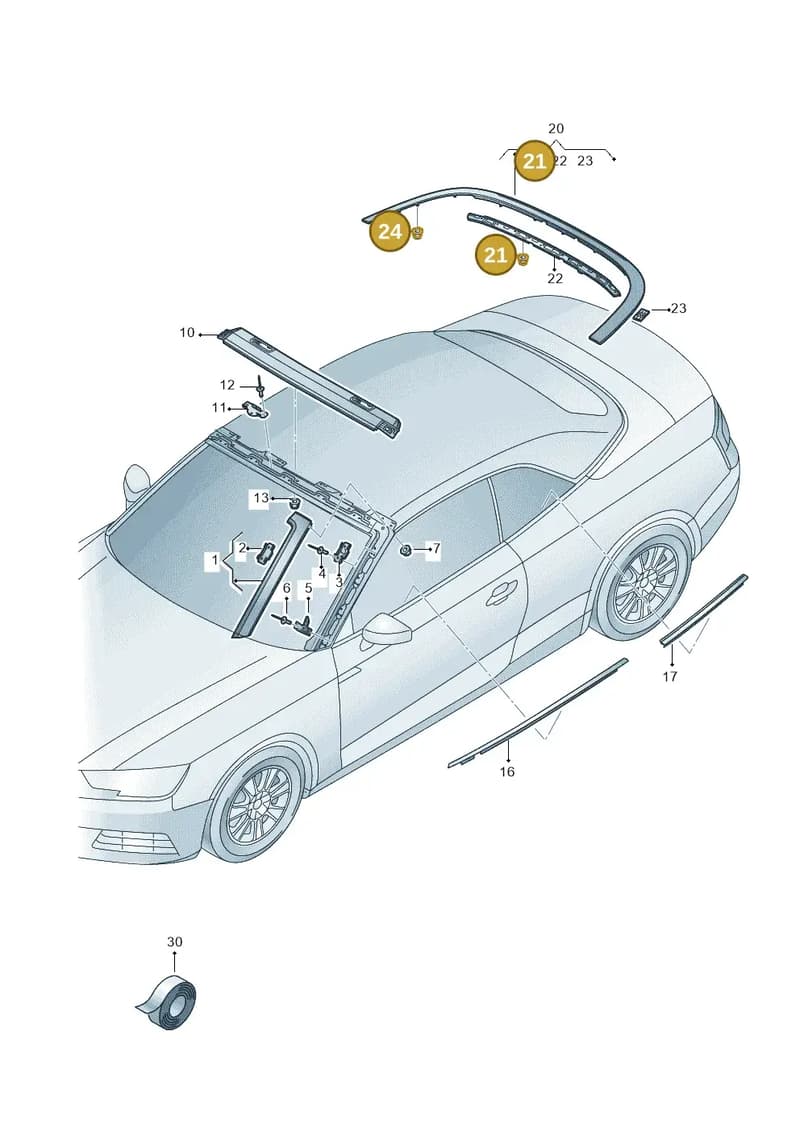 N10205803 — Audi A5 Cabriolet (2016-2025) diagram 848853100, position 21+24