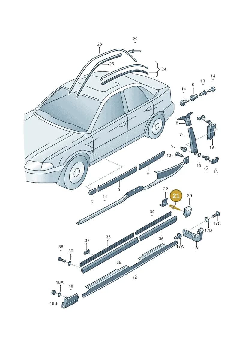 N10444001 — Audi A4/Av.qu. (1999-2001) diagram 156853100, position 21