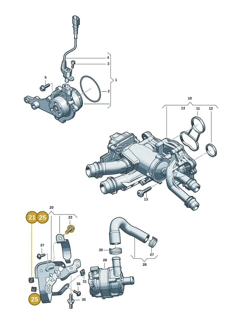 N10549702 — Audi A5 Limousine (2024-2025) diagram 05l121000, position 21+25