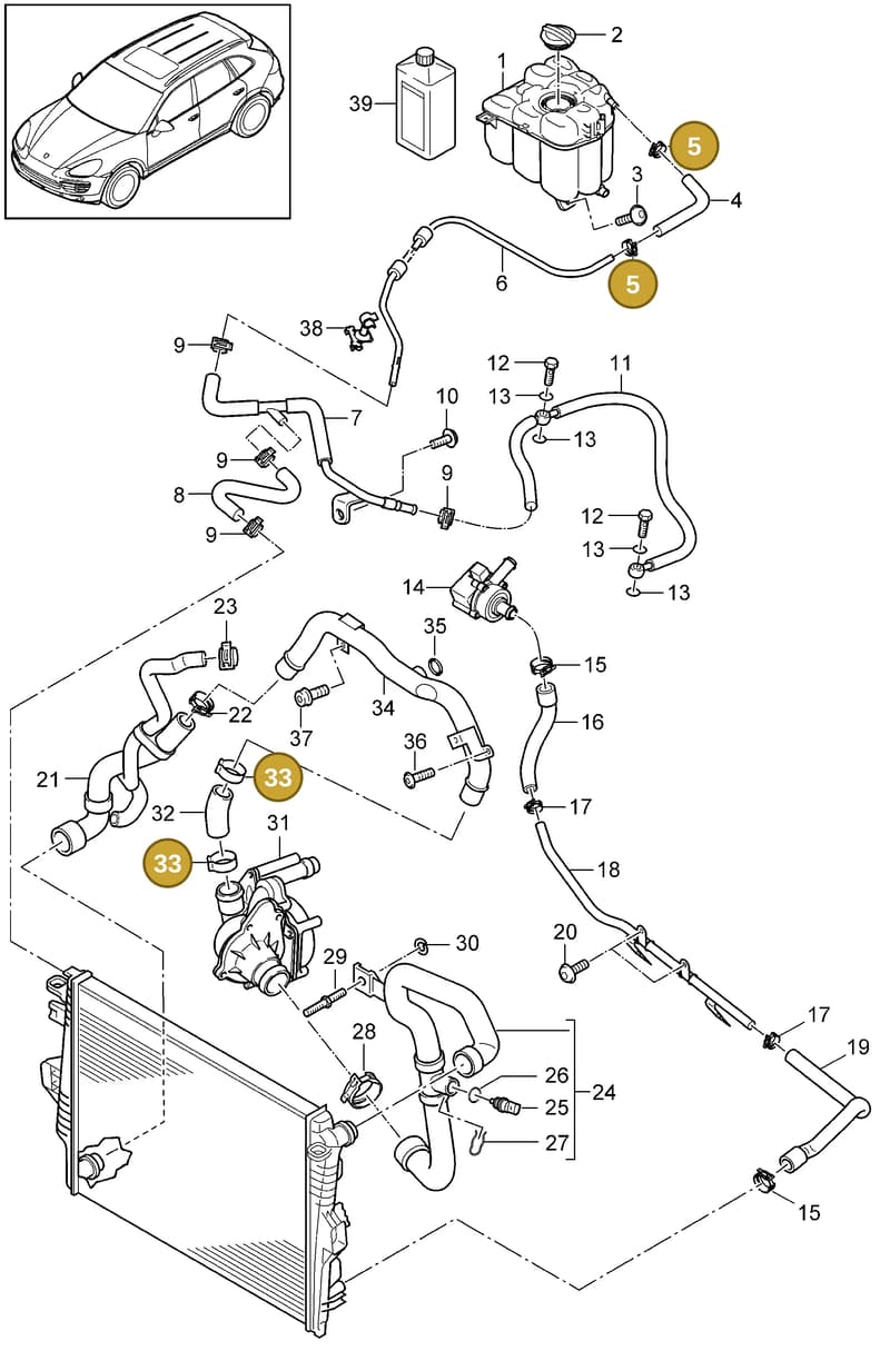 N10557301 — Porsche Cayenne (2010-2018) diagram p37105070, position 5+33