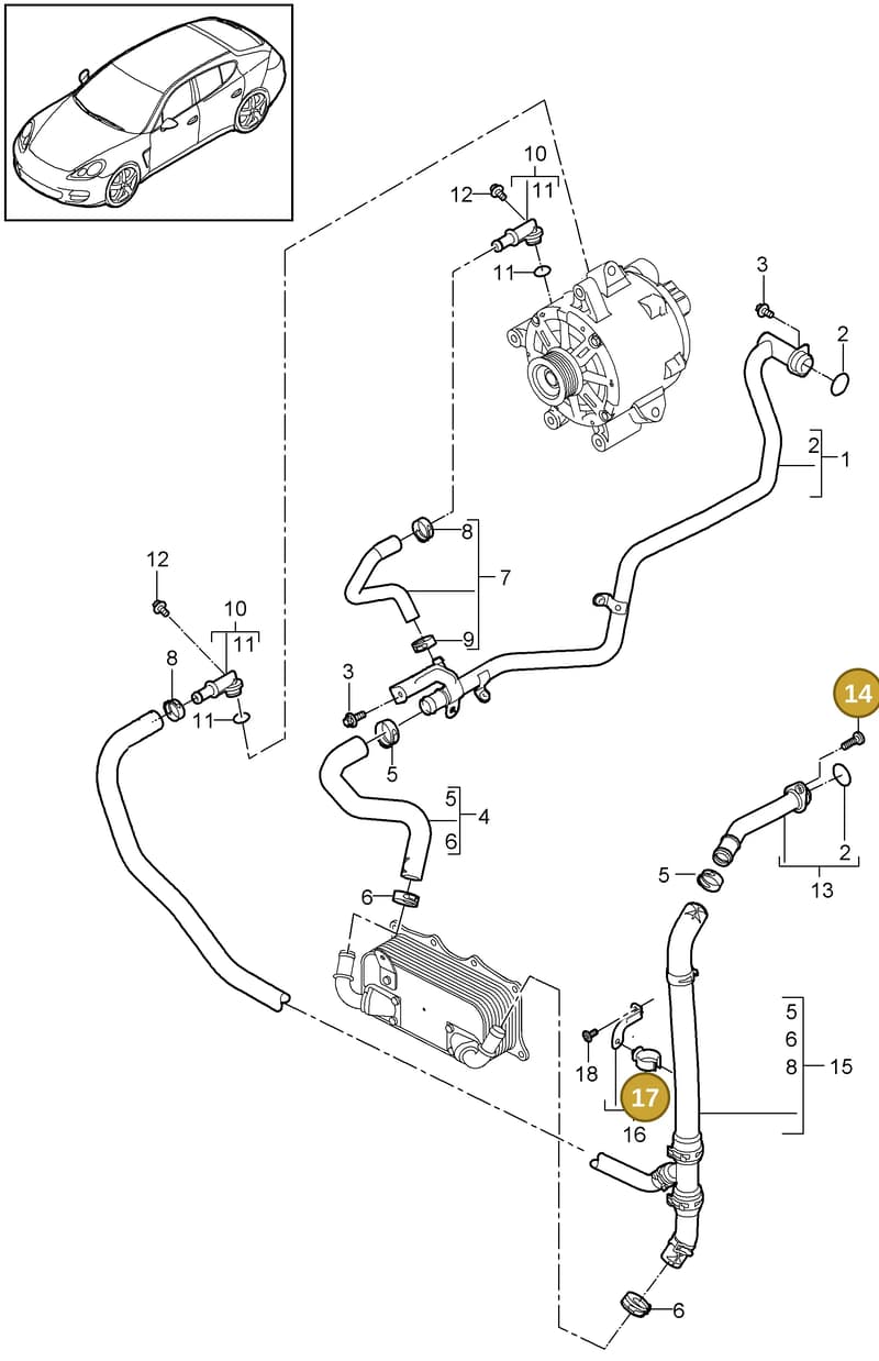N10576901 — Porsche Panamera (2009-2016) diagram p35105030, position 14+17