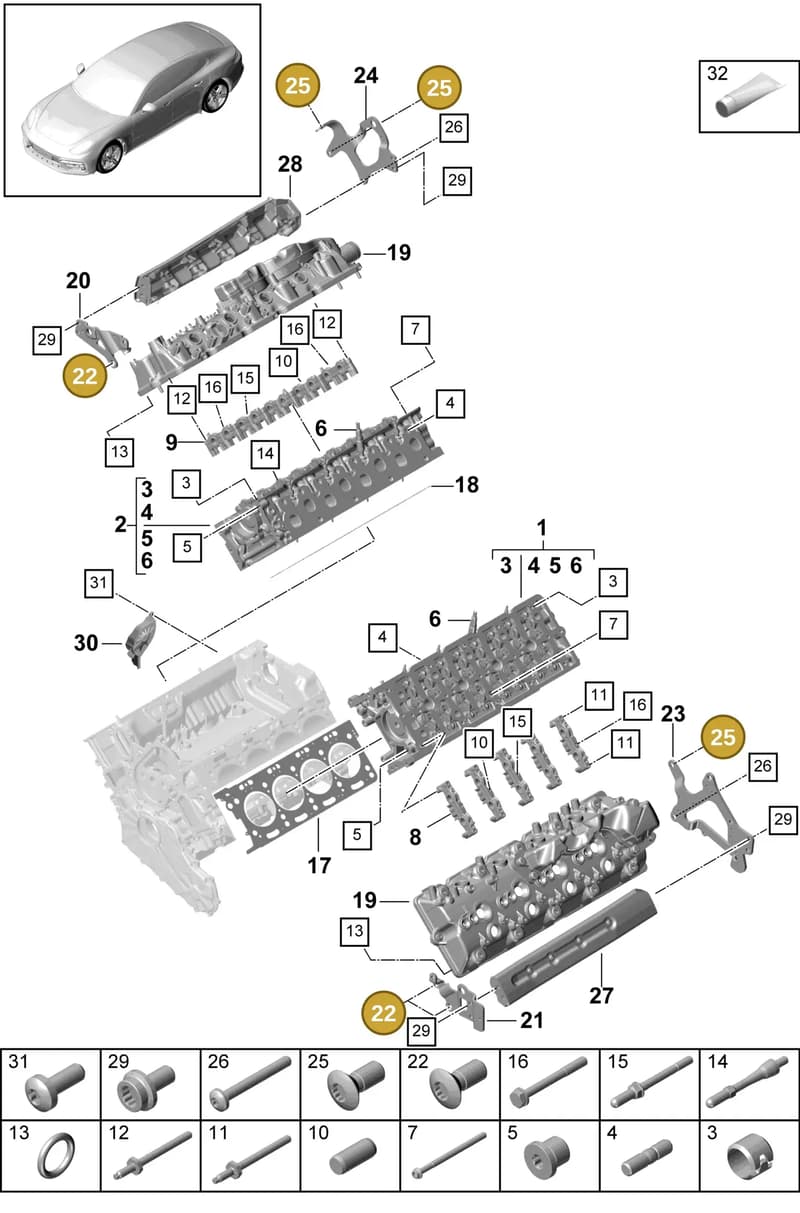N10586001 — Porsche Panamera (2016-2020) diagram p49103010, position 22+25