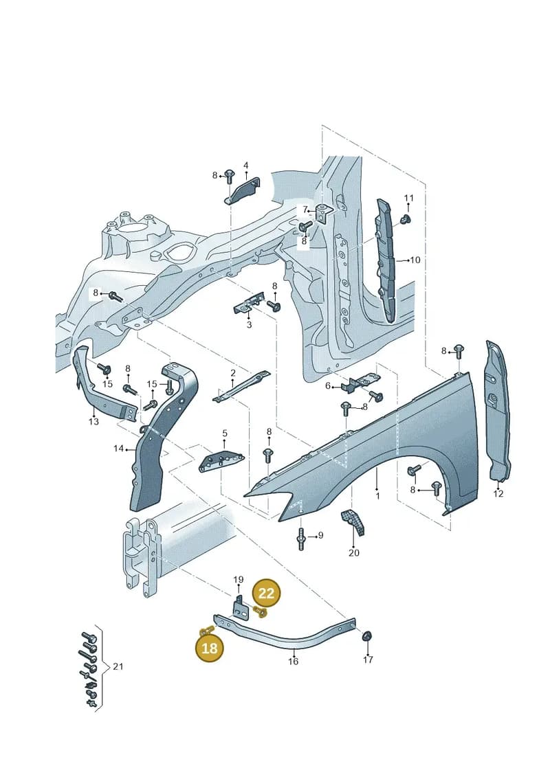 N10632005 — Audi A8 (2017-2025) diagram 838821000, position 18+22