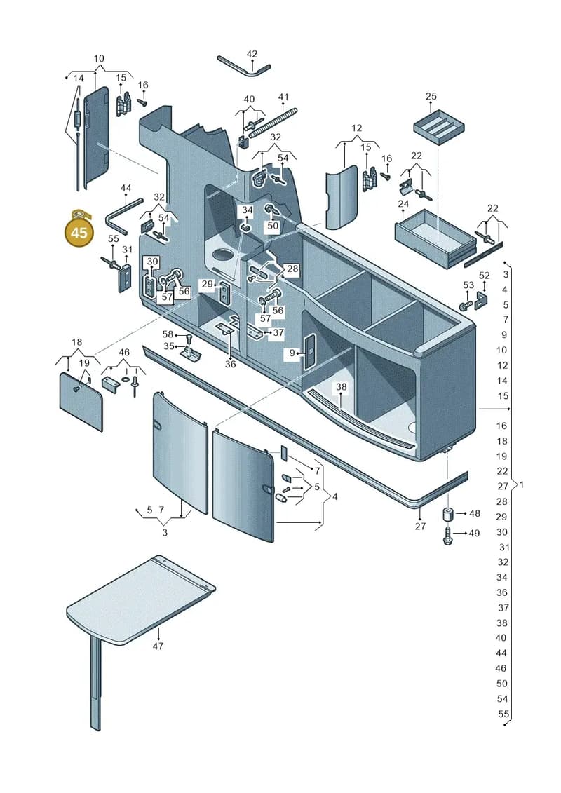 N10649702 — Volkswagen California (2015-2019) diagram 613068000, position 45