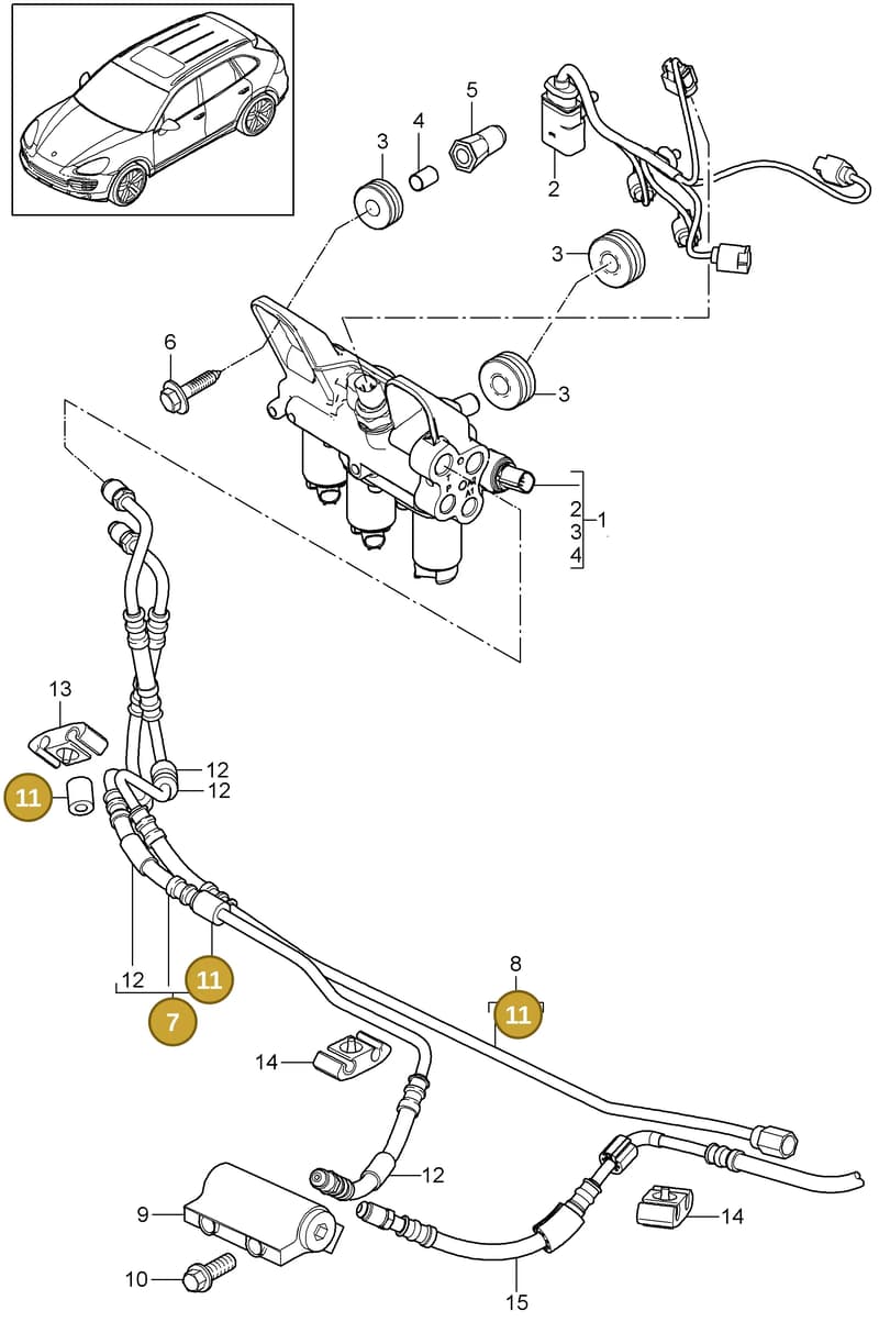 N10722401 — Porsche Cayenne (2010-2018) diagram p37402020, position 7+11