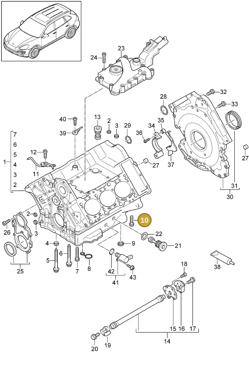 N10741802 — Porsche Cayenne (2010-2018) diagram p37101070, position 10