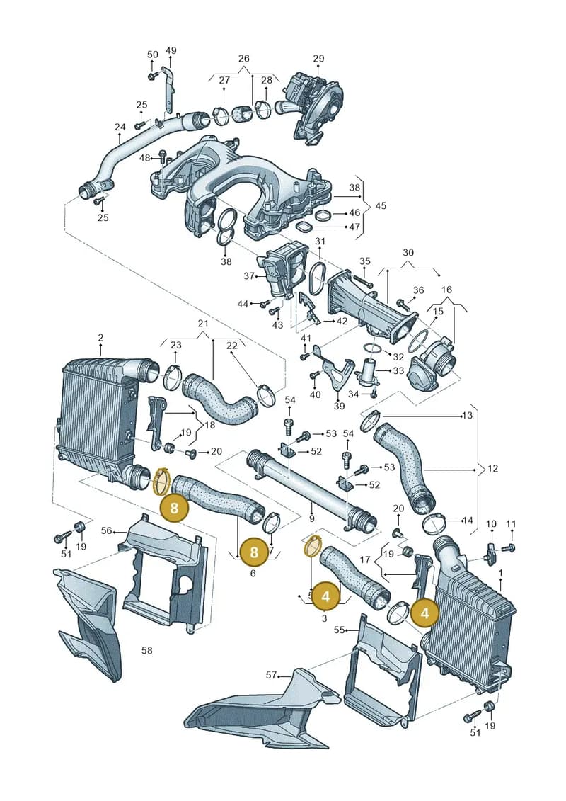 N10767201 — Audi A8 (2013-2018) diagram 696145480, position 4+8