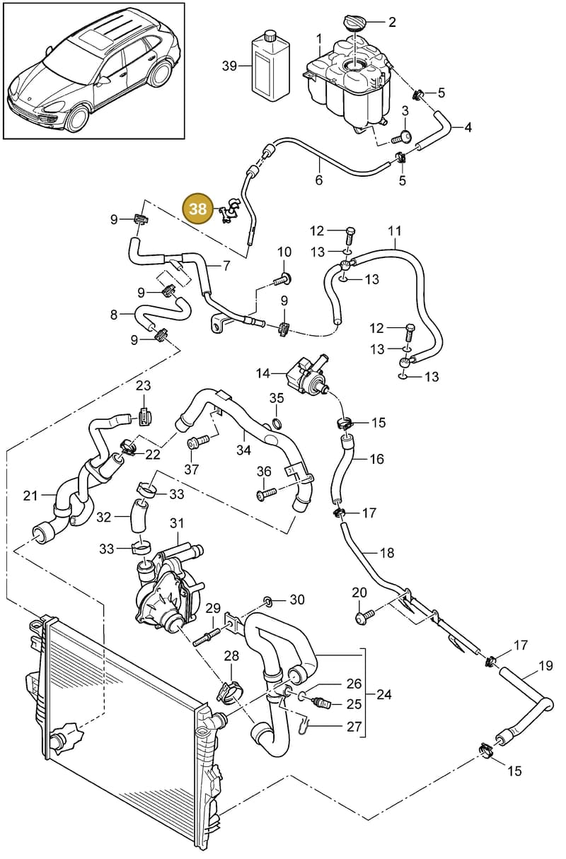 N10815301 — Porsche Cayenne (2010-2018) diagram p37105070, position 38