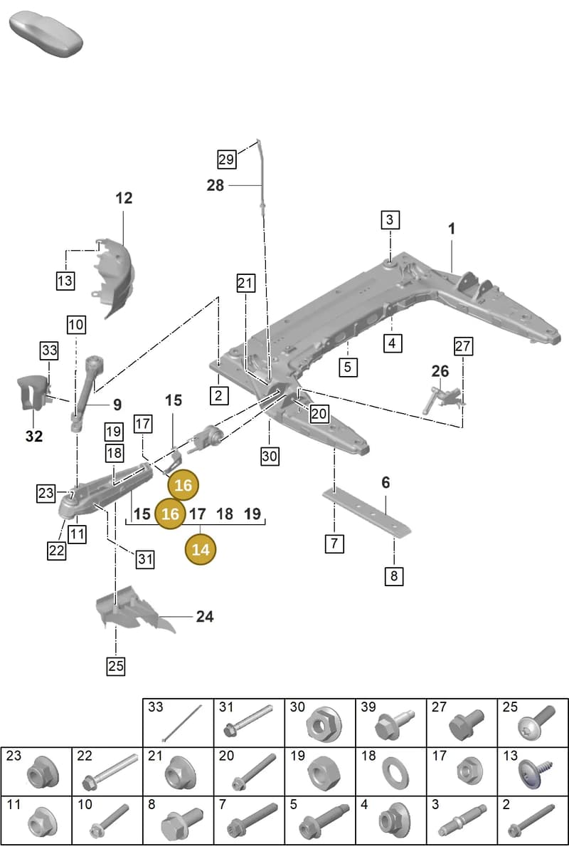 N10895901 — Porsche 911 (2021-2022) diagram p59401000, position 14+16
