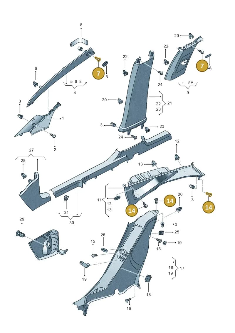 N90130804 — SEAT Altea XL (2013-) diagram 498867650, position 7+14