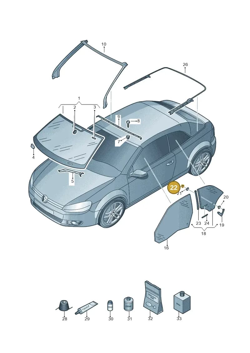 N90284602 — Volkswagen Golf Cabriolet (2011-2016) diagram 718845000, position 22