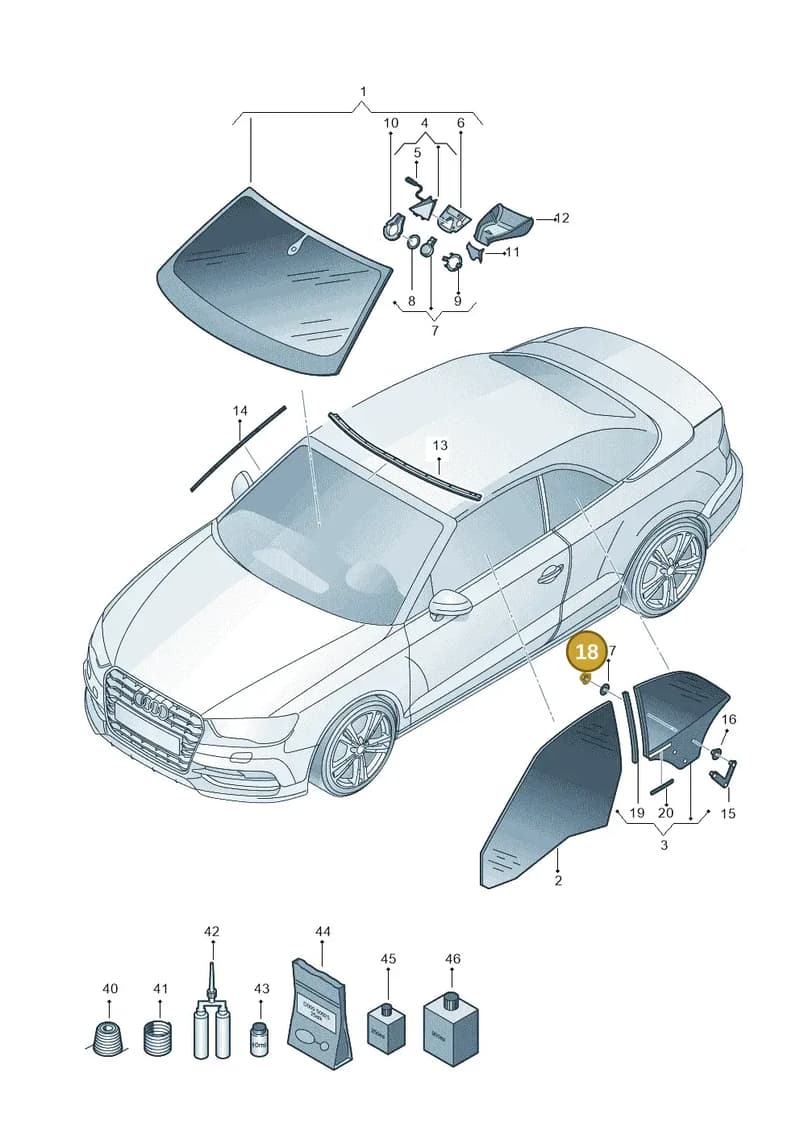 N90284602 — Audi A3 Cabriolet (2016-2020) diagram 778845000, position 18