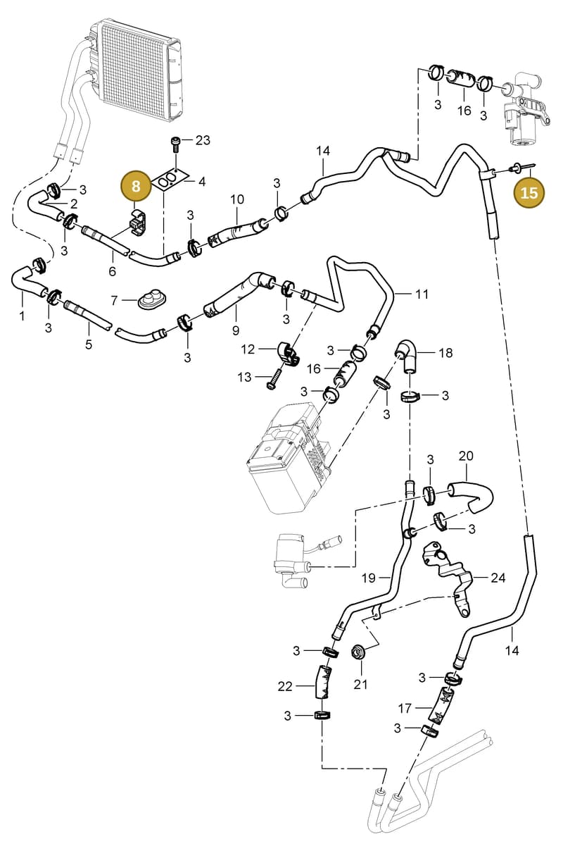 N90287601 — Porsche Cayenne (2007-2010) diagram p31813020, position 8+15