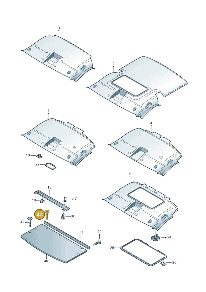 N90416202 — Volkswagen Caravelle (2015-2019) diagram 410867550, position 43
