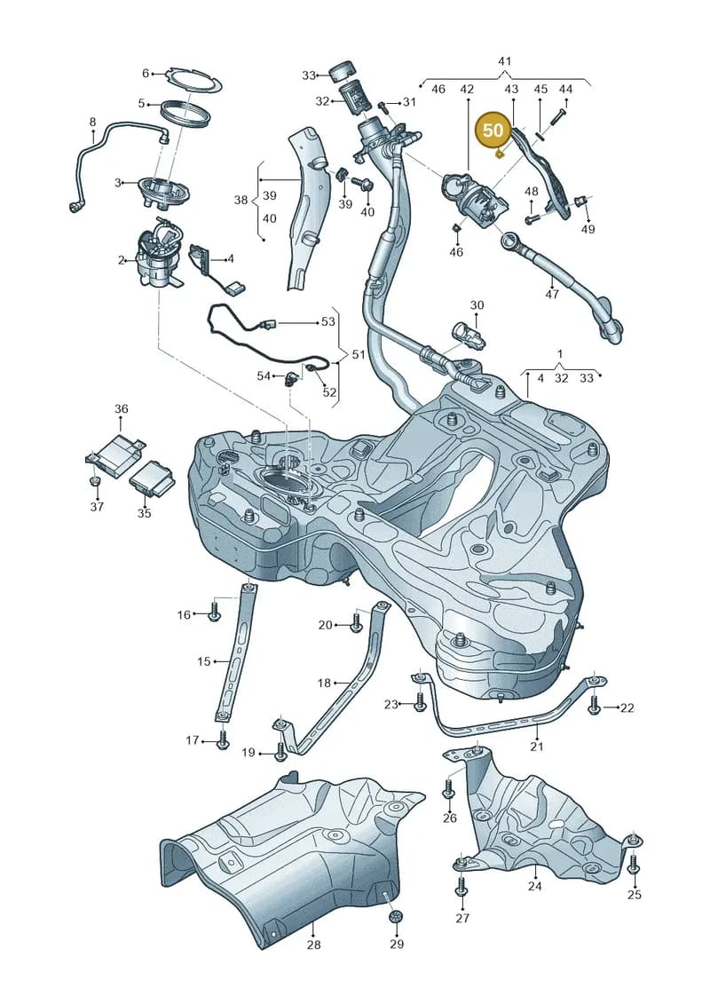 N90436904 — Audi A7 Sportback (2018-2025) diagram 435201030, position 50