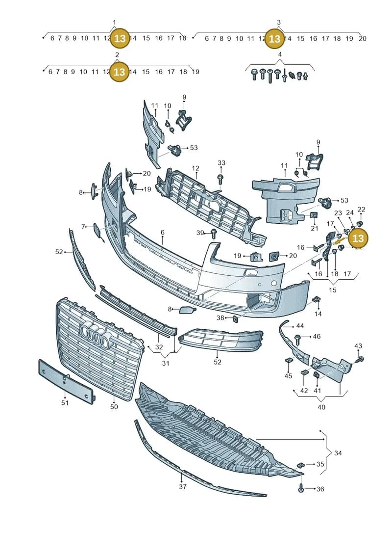 N90465201 — Audi A8 (2013-2018) diagram 771807100, position 13