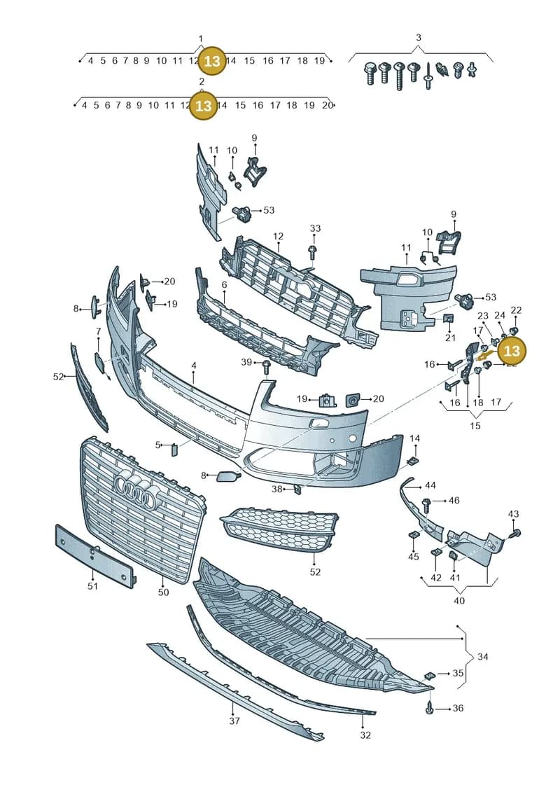 N90465201 — Audi A8 (2013-2018) diagram 771807200, position 13