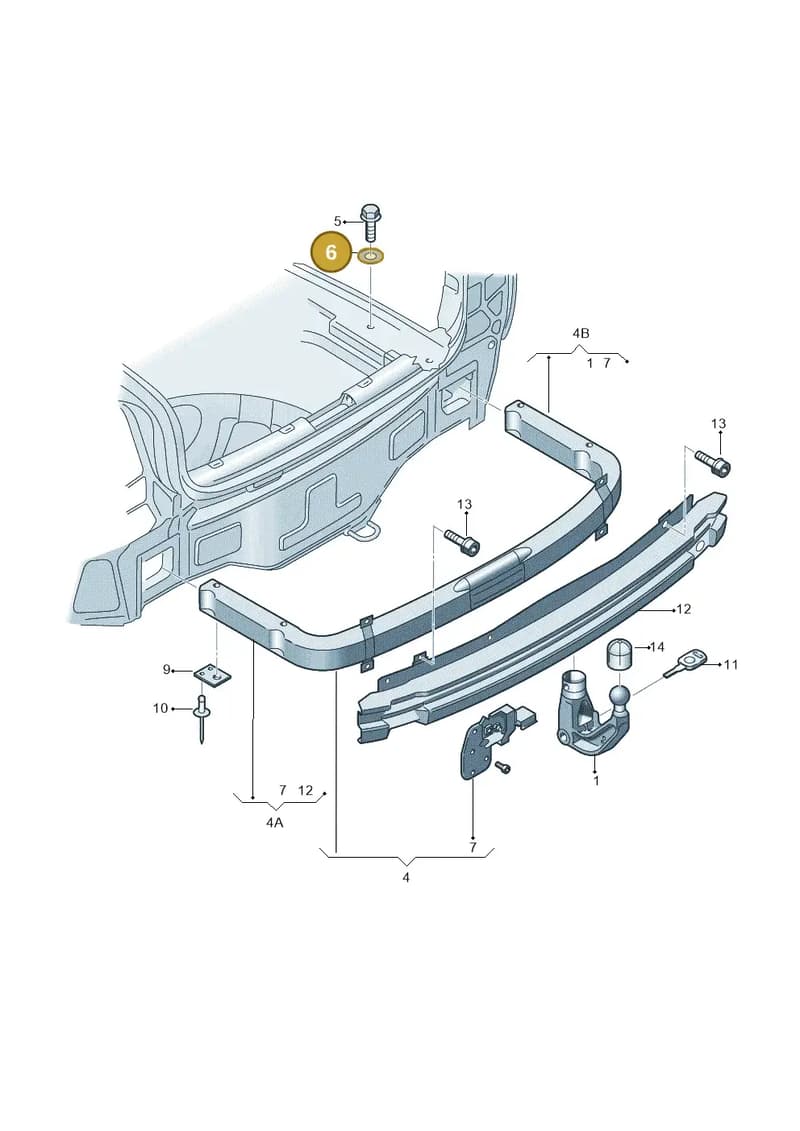 N90476902 — Audi A5 Sportback (2011-2017) diagram 249804500, position 6