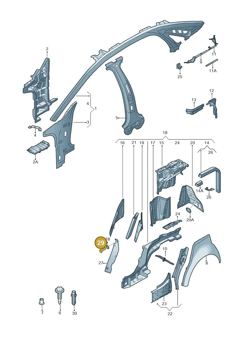 N90477302 — Audi A8 (2013-2018) diagram 696809000, position 29