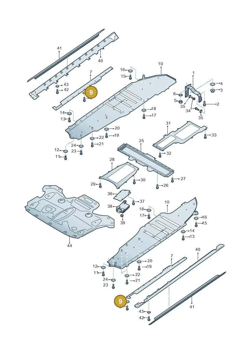 N90477303 — Audi A8 (2013-2018) diagram 696825000, position 9