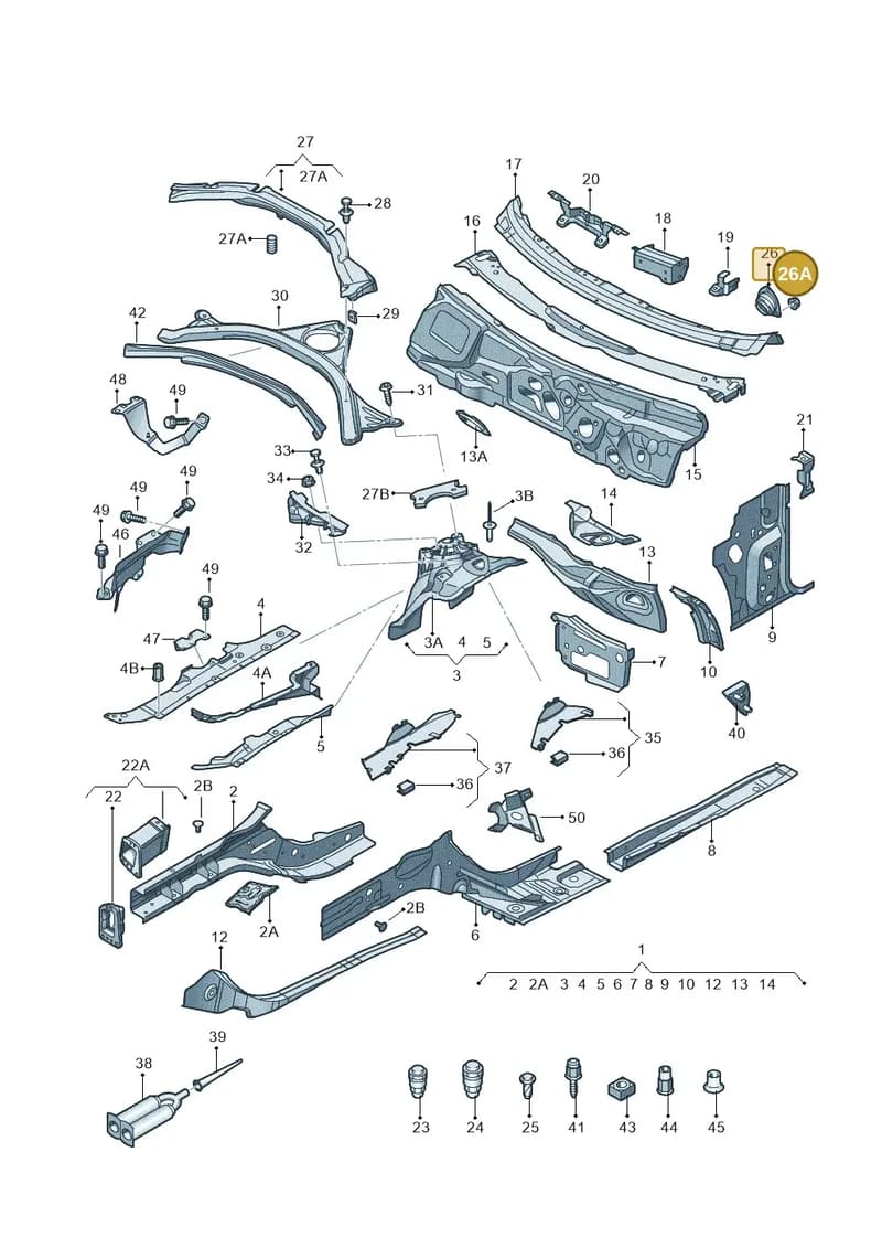 N90570503 — Audi A6 (2014-2018) diagram 711803000, position 26A