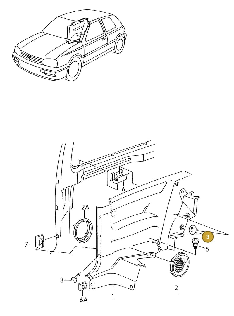 N905740011SQ — Volkswagen Golf (1996-1997) diagram 121867500, position 3
