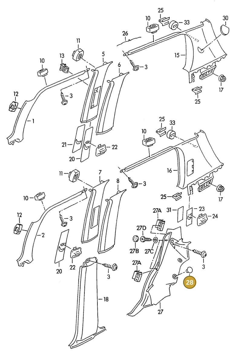 N905740011SQ — Volkswagen Golf/Ecomatic          95 (1994-1995) diagram 121867650, position 28