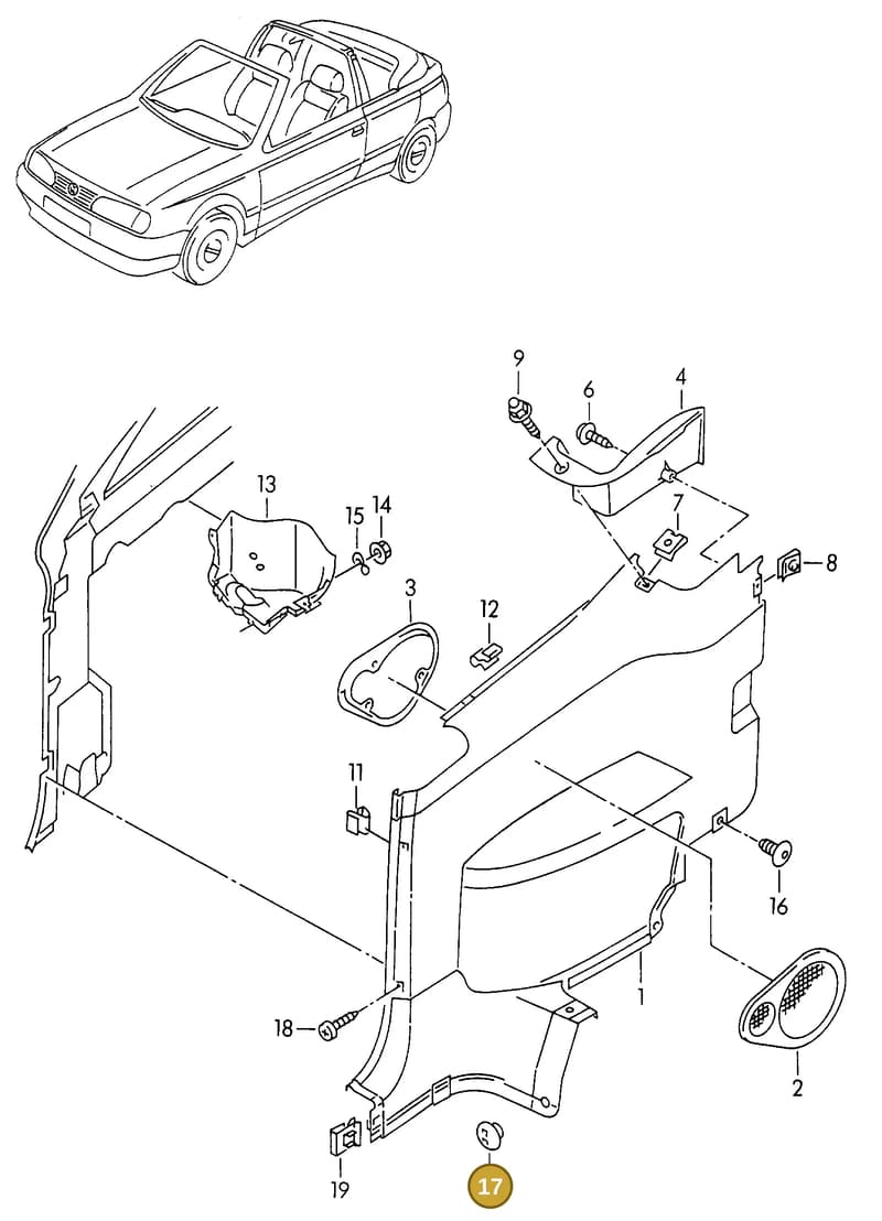 N9057400163L — Volkswagen Golf Cabrio (1994-1996) diagram 146867500, position 17