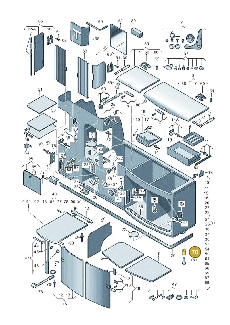 N90589902 — Volkswagen California Camper (2011-2015) diagram 452068000, position 70