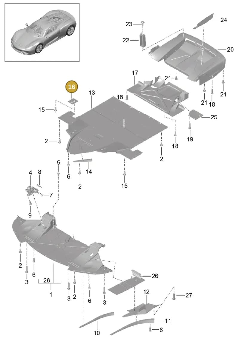 N90627103 — Porsche 918 Spyder (2014-2015) diagram p43801070, position 16