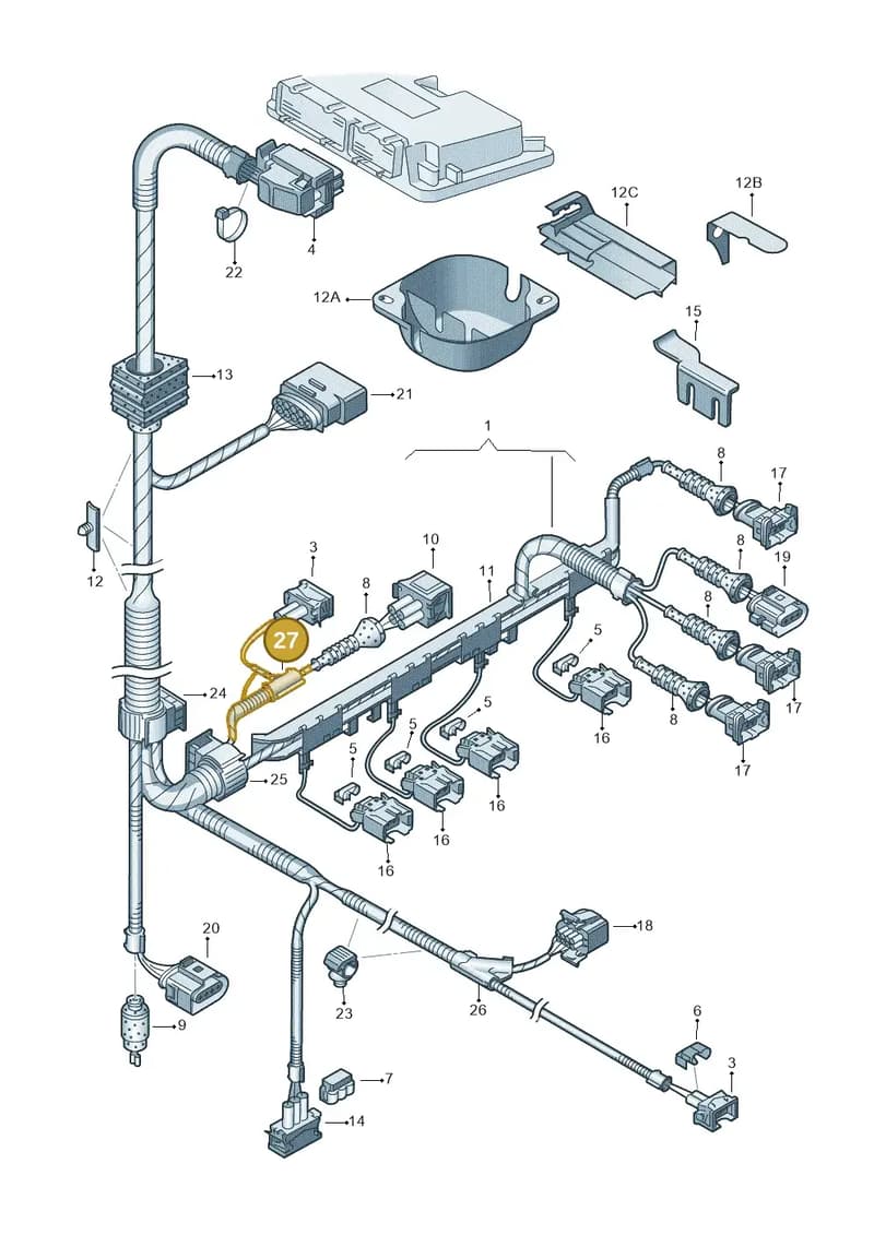 N90701801 — Volkswagen Polo (2008-2009) diagram 194971050, position 27