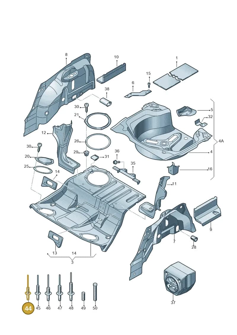 N90716203 — Audi A4/S4 Cabrio./qu. 07> (2006-) diagram 249803500, position 44