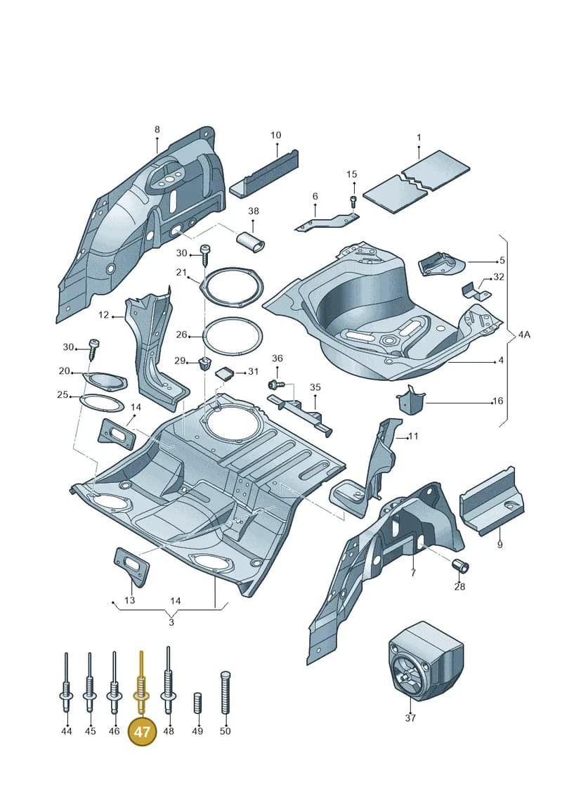 N90716403 — Audi A4/S4 Cabrio./qu. 07> (2006-) diagram 249803500, position 47