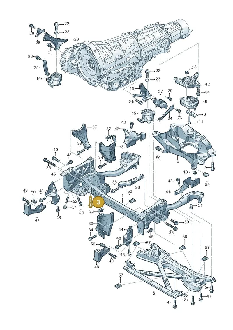 N90777103 — Audi A8L qu. 3.0 TDI (2009-2014) diagram 696399750, position 3