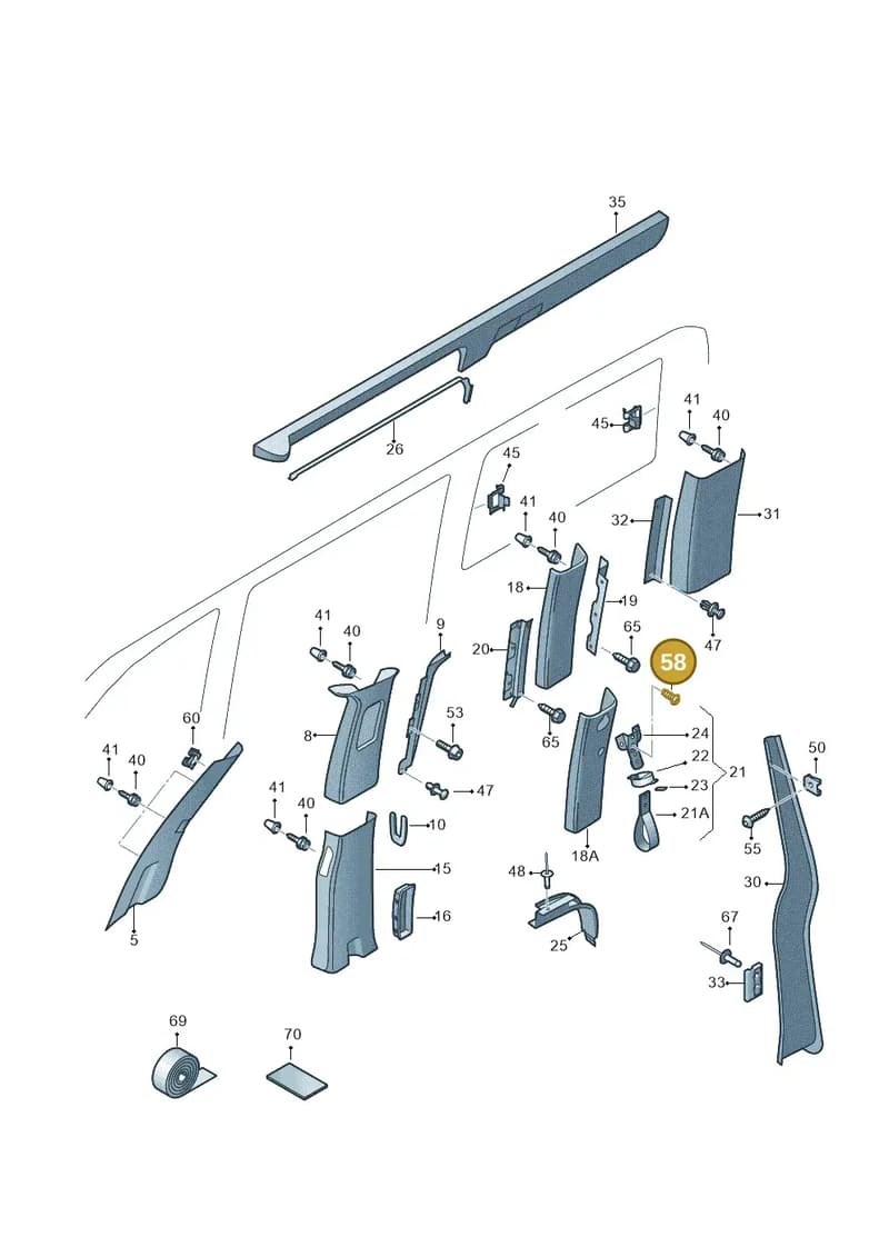 N90816402 — Volkswagen Caravelle (2015-2019) diagram 731867770, position 58