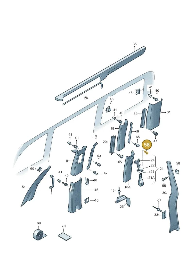N90816402 — Volkswagen Caravelle (2019-2024) diagram 871867700, position 58