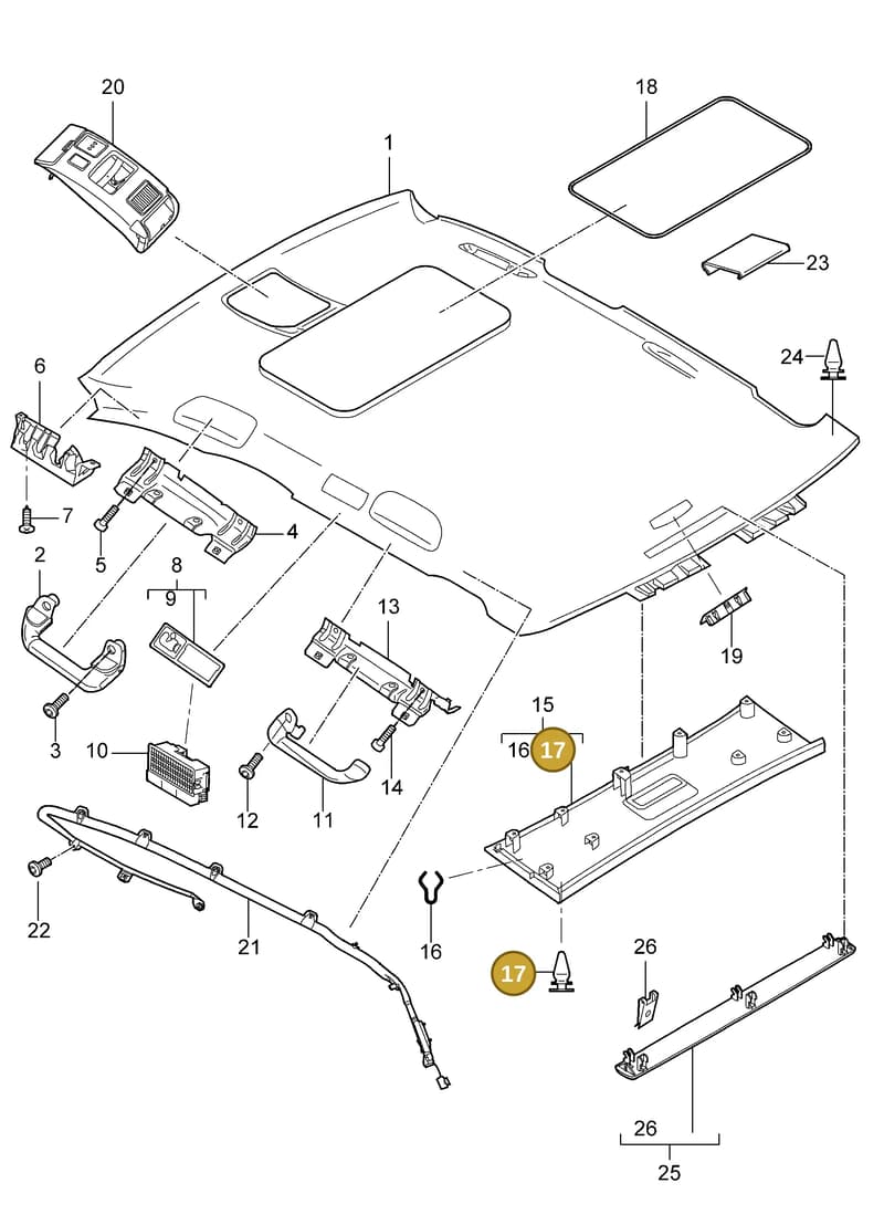 N90847903 — Porsche Cayenne (2002-2006) diagram p24807030, position 17