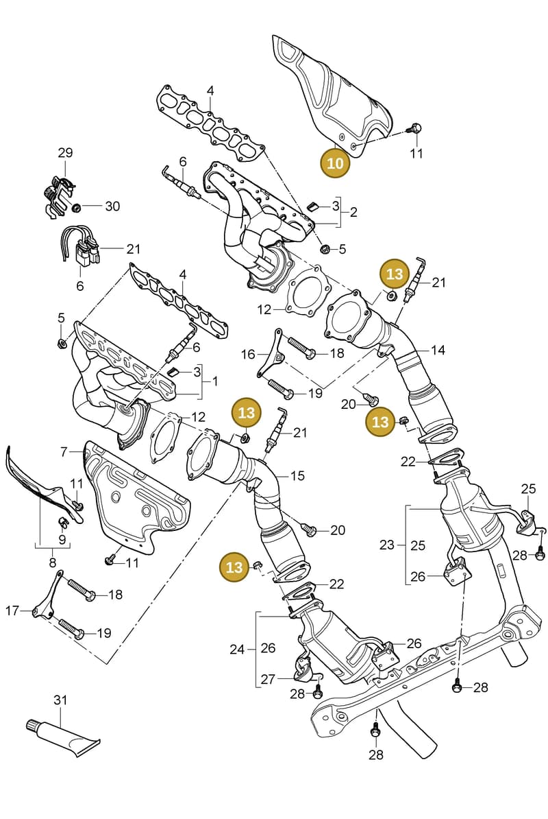 N90894602 — Porsche Cayenne (2007-2010) diagram p31202000, position 10+13